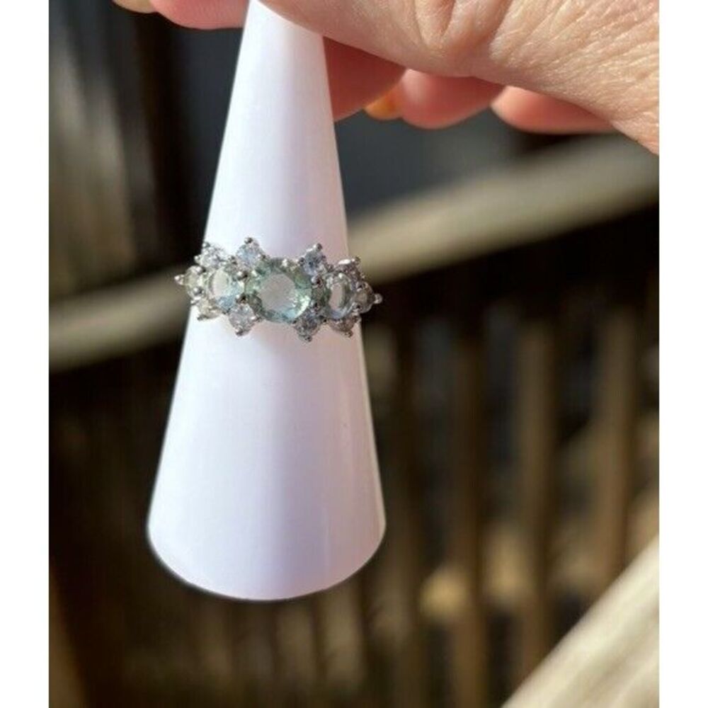 Bomb Party RBP3005 LC Light Green Quartz‎ On Rhodium Plated Band Sz 6 - Picture 2 of 3